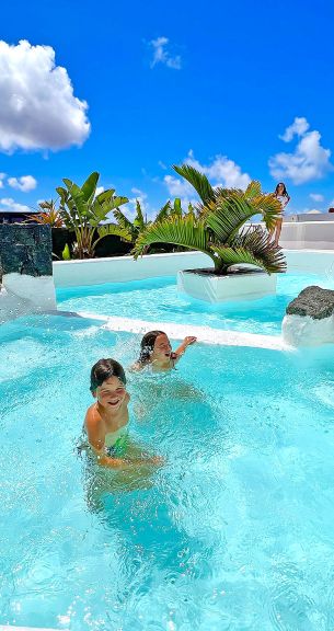 children play in pool